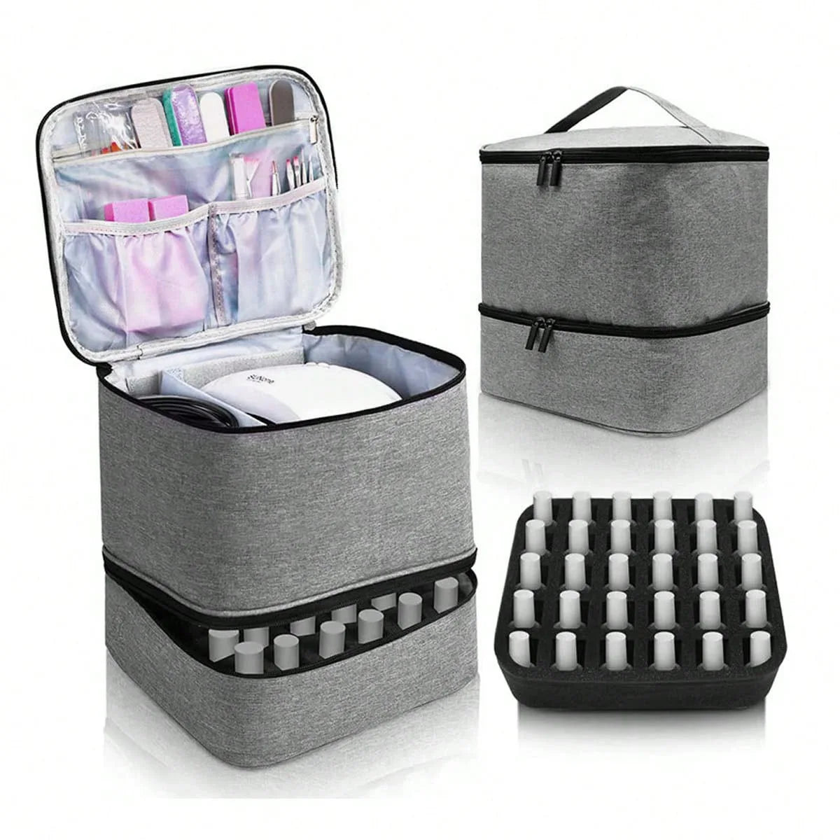 Portable Nail Polish Organizer Bag With Double Layer - Smarsty