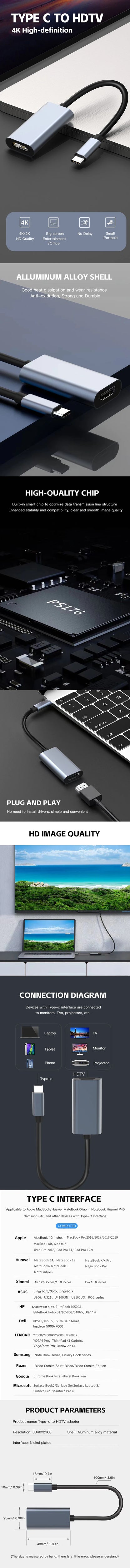 Type C to HDMI 4K Adapter for High-Quality Streaming - Smarsty