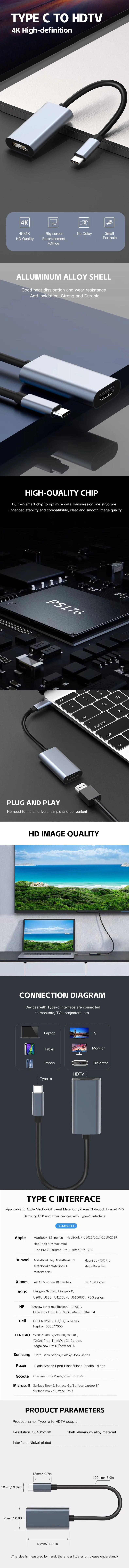 Type C to HDMI 4K Adapter for High-Quality Streaming - Smarsty