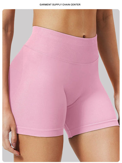 4.5''Shorts Seamless Low Ribbed Waistband Gym Shorts Scrunch Bum Yoga Shorts Booty High Stretch Running Bike Shorts - Smarsty