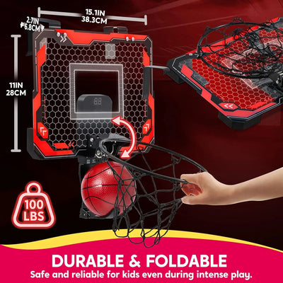 JOYFY Mini Indoor Basketball Hoop Light Up Over The Door Basket Ball Hoop for Kids Toys Birthday Gifts with Scoreboard & 4 Balls
