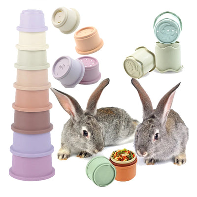 Stacking Cups Toy For Rabbits Multi-Colored Reusable Small Animals Puzzle Toys For Hiding Food Playing Bunny Accessories Pet - Smarsty