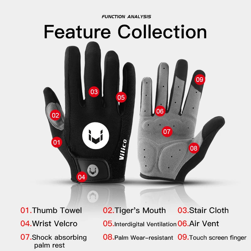 MTB Cycling Gloves Full Finger Anti Slip Breathable - Smarsty