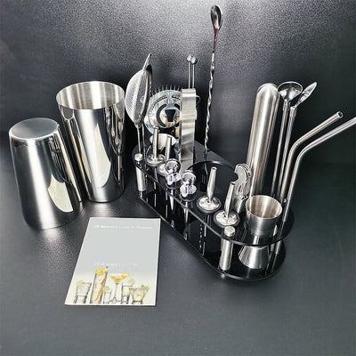 Boston Cocktail Shaker Bar Tool Set with Holder - Smarsty