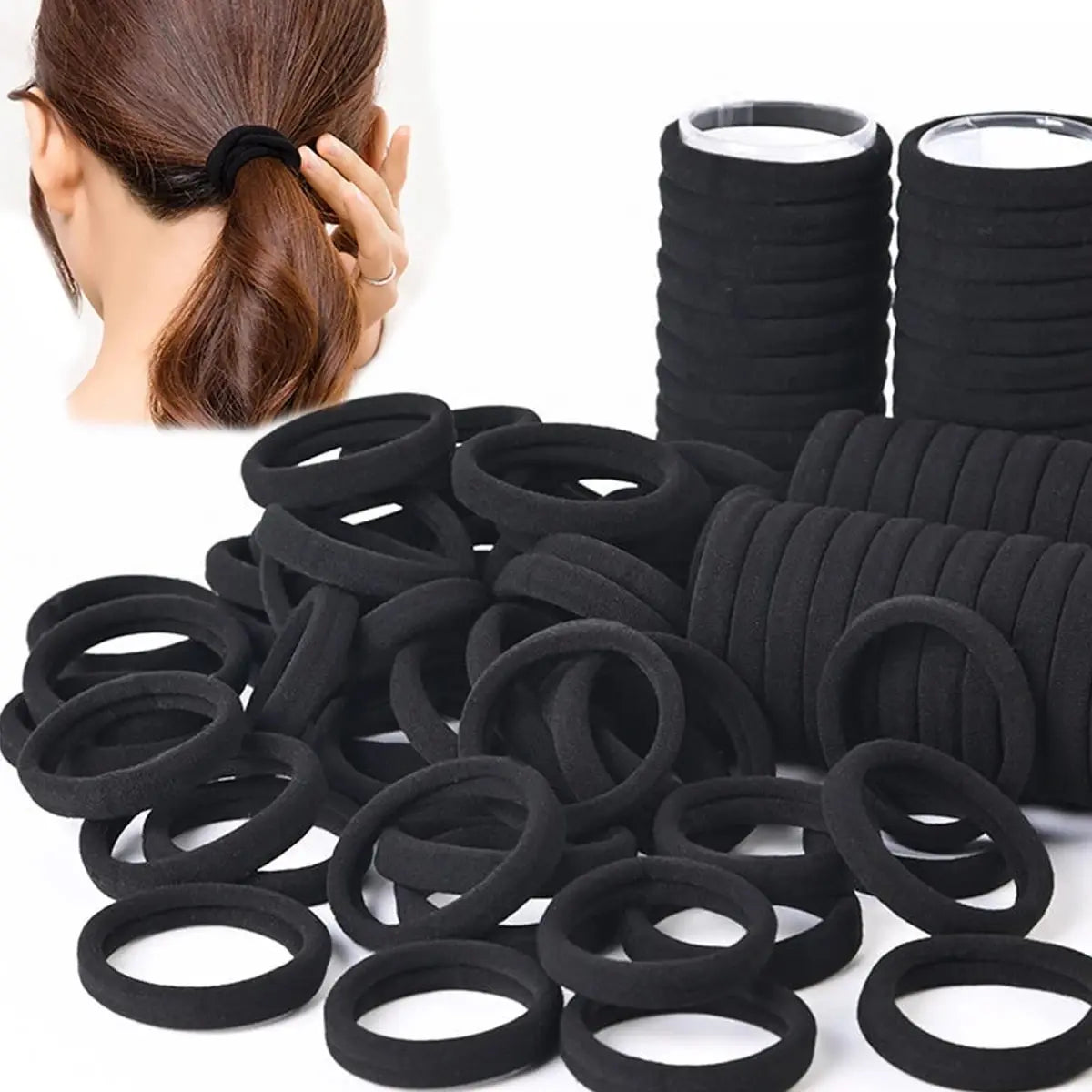 High Elastic Black Hair Bands Strong Hold 100pcs Pack - Smarsty
