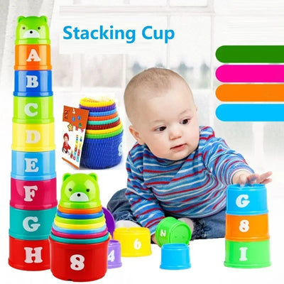 Stacking Game Cup Children Board Game Hand Speed Competition Fold Cup with Numbers Letters Shapes Early Education Puzzle Toy - Smarsty