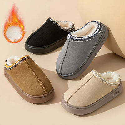 Women's Comfort Lined Slippers Soft Sole Winter Warm Indoor Outdoor Shoes Elegant Couple Slippers - Smarsty