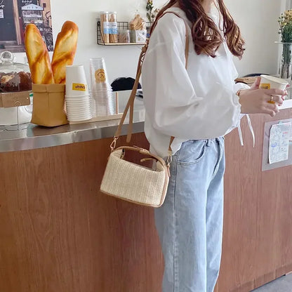 Straw Handbag Crossbody Tote For Summer Beach Style - Smarsty