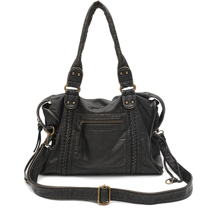 PU Leather Tote Bag With Zip Pockets Crossbody For Travel - Smarsty