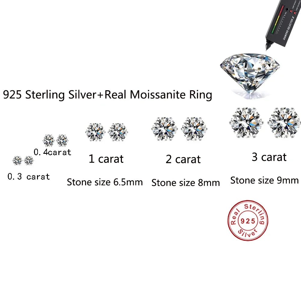 GRA Certified 0.3-3CT Moissanite Stud Earrings 925 Sterling - Smarsty