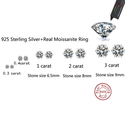 GRA Certified 0.3-3CT Moissanite Stud Earrings 925 Sterling - Smarsty