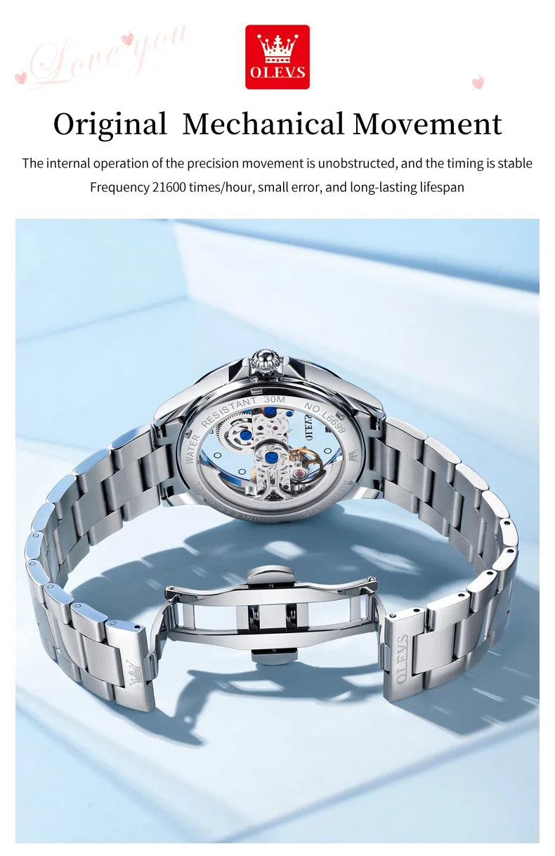 OLEVS Luxury Women's Automatic Mechanical Watch with Diamonds - Smarsty