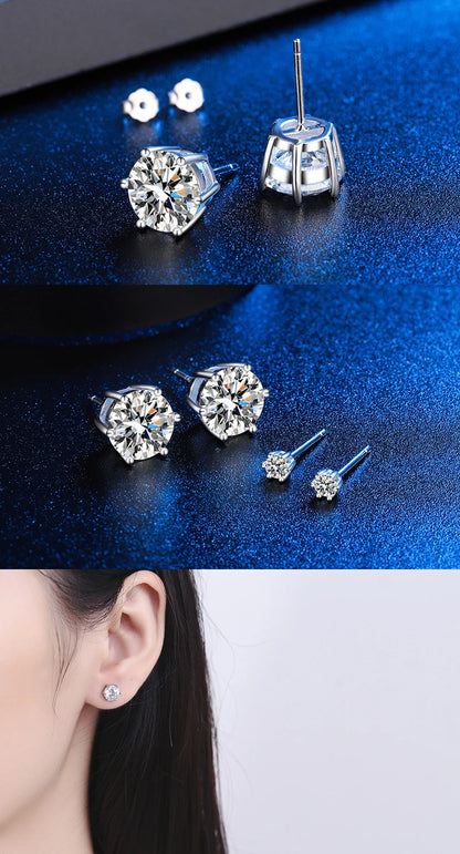 Certified Moissanite Stud Earrings 18K Plated Silver - Smarsty