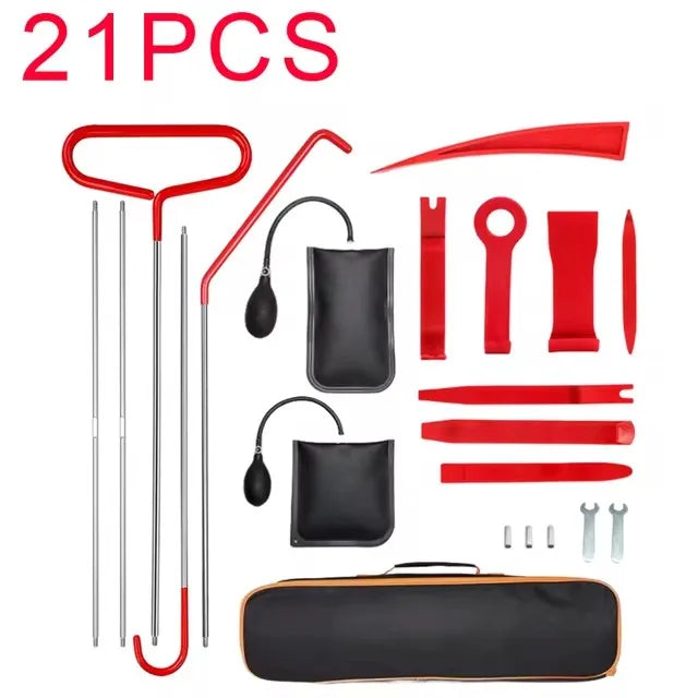 21/18PCS Car Door Tool Kit Inflatable Air Pump Auto Window Door Open Fixing Gripper Tools Long Reach Kits with Carrying Bag - Smarsty