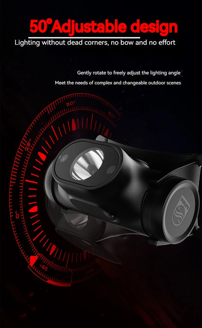 PHILIPS LED Headlamp Sensor Head Flashlight Ten Types of Lighting Type-C Rechargeable Headlight Outdoor Camping Fishing Lantern by Smarsty