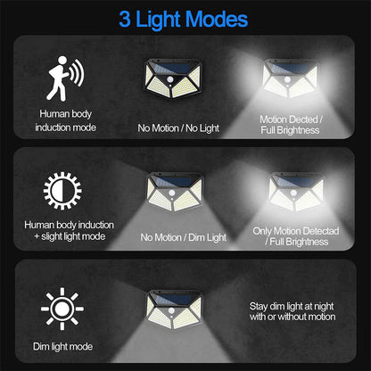 100 LED Solar Powered Motion Sensor Wall Light - Smarsty