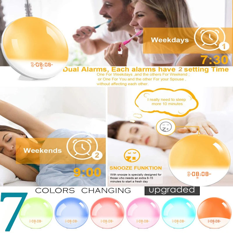 Wake Up Light Alarm Clock with Sunrise Simulation - Smarsty