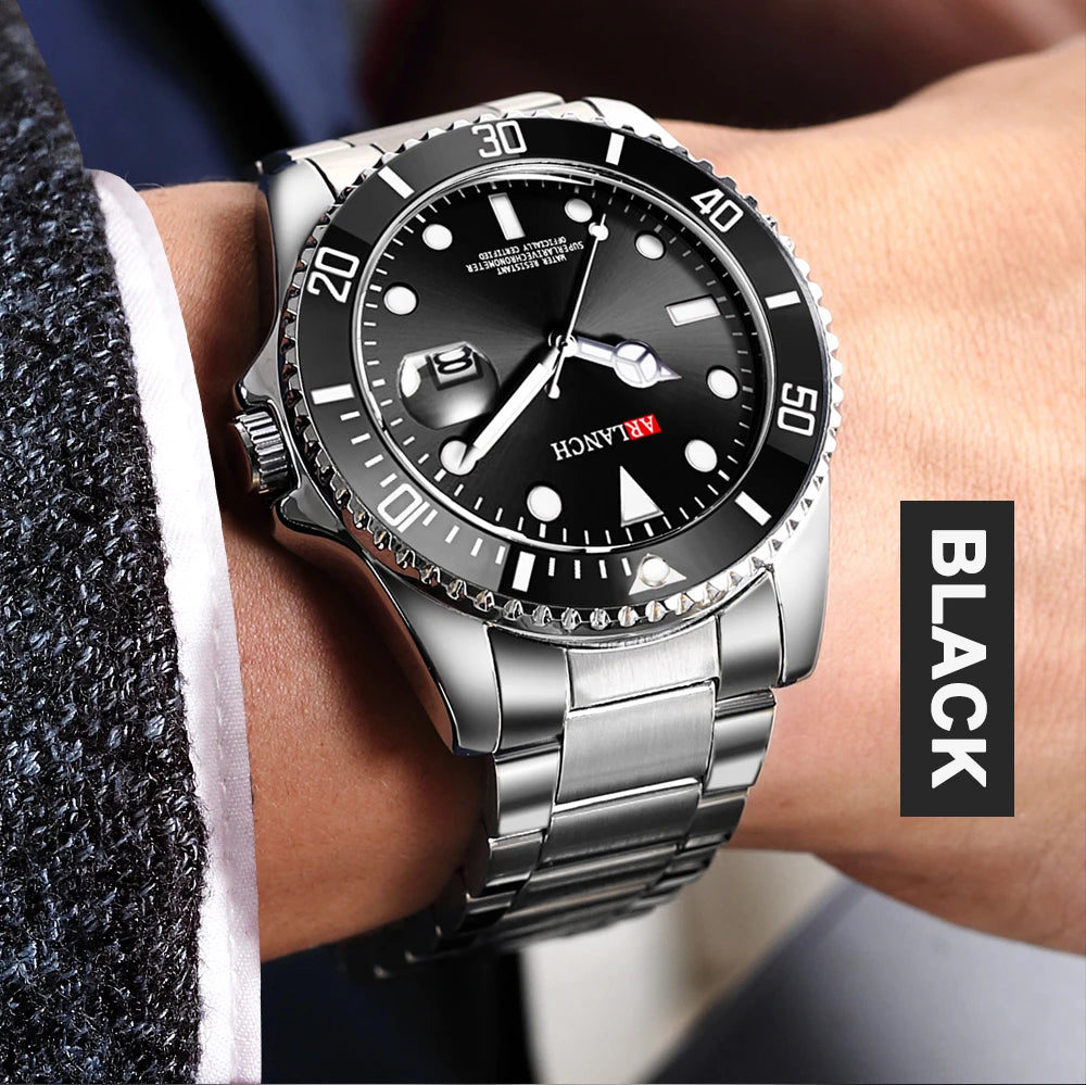 Classic Stainless Steel Quartz Watch with Magnifying Glass - Smarsty