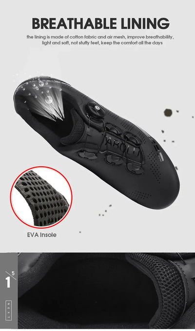 LiXingMing Cycling Shoes Road Bike Men Racing Contest Self-Locking Speed Bicycle Sneakers Women Spd Cleats Cycling Footwear by Smarsty