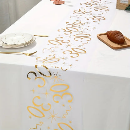 Gold Birthday Table Runner Decor for 20th 30th 60th Celebrations - Smarsty