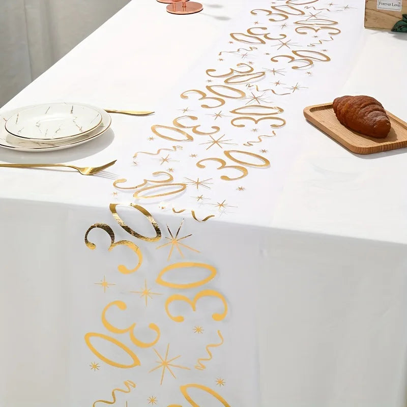 Gold Birthday Table Runner Decor for 20th 30th 60th Celebrations - Smarsty