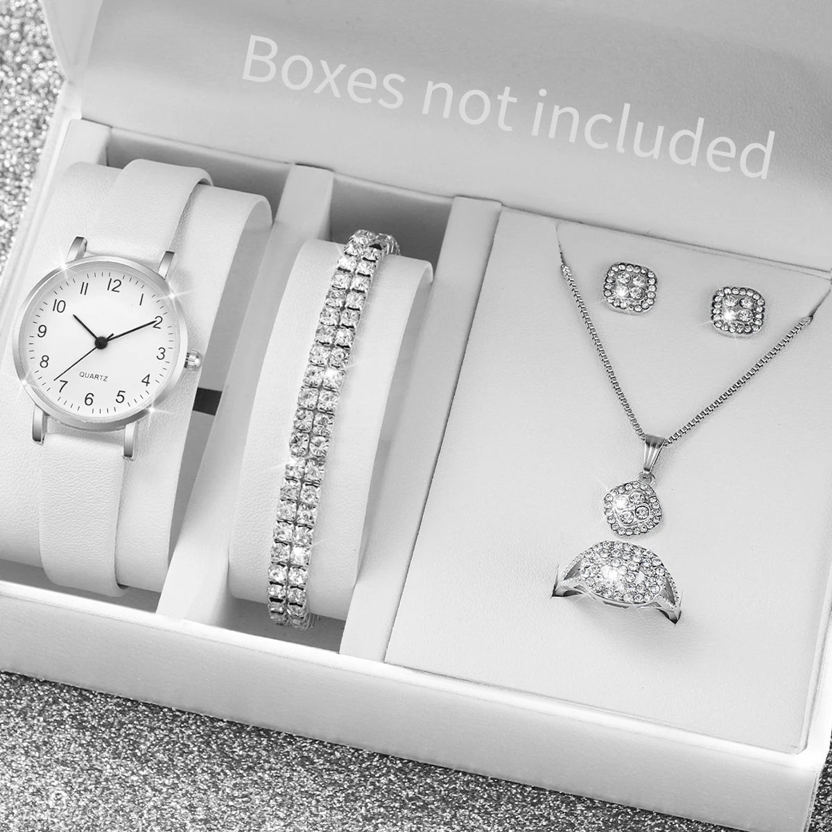 Fashion Women's Quartz Watch with Leather Band and Diamonds - Smarsty