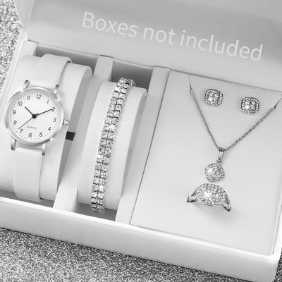 Fashion Women's Quartz Watch with Leather Band and Diamonds - Smarsty