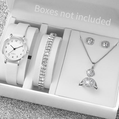 Fashion Women's Quartz Watch with Leather Band and Diamonds - Smarsty