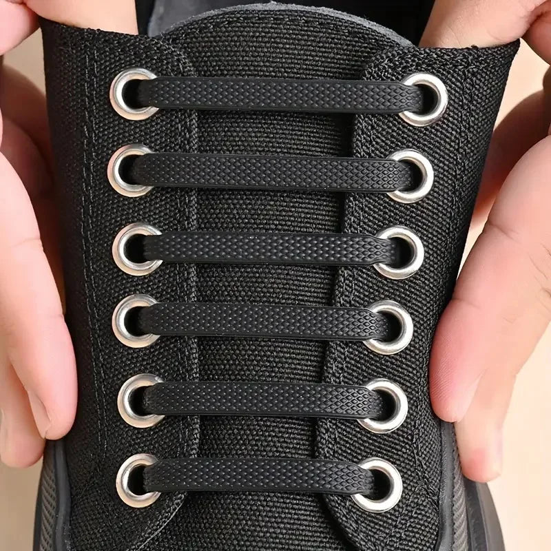 New 16Pcs Elastic Shoe Laces All Sneakers Silicone Stretch Shoelaces Unisex Fashion No Tie Shoelace Rubber Band Shoelaces - Smarsty
