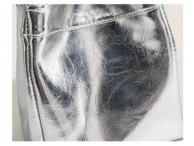 Bucket Bag For Women Silvery Pu Lunch Box Versatile Chic - Smarsty