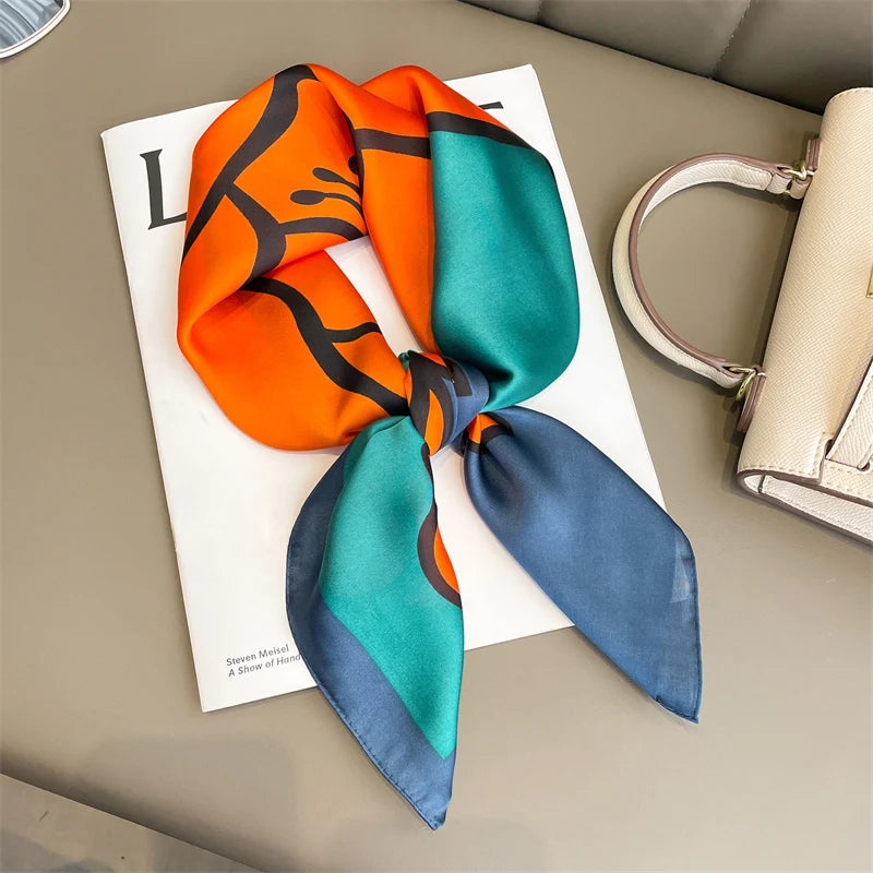 Luxury Silk Satin Headscarf for Women with Plaid Print - Smarsty