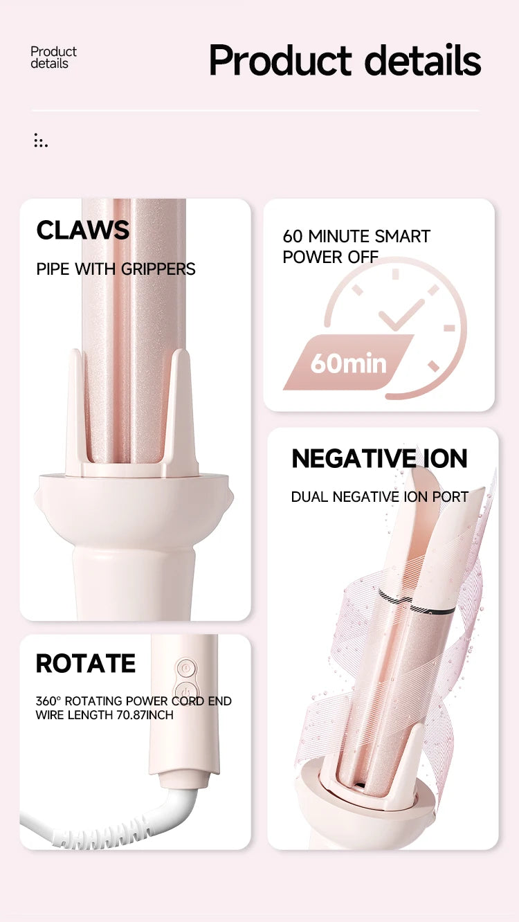 Automatic Hair Curler 32mm Rotating Ceramic Wand - Smarsty