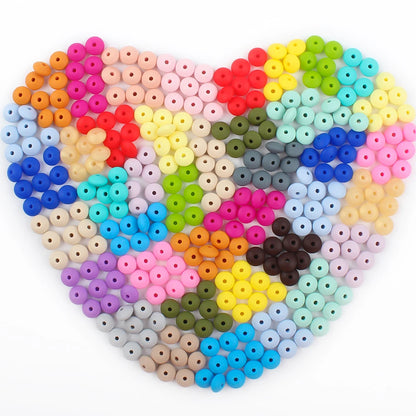 Silicone Beads 12mm Lentil Focal Beads Non Toxic Diy Set - Smarsty