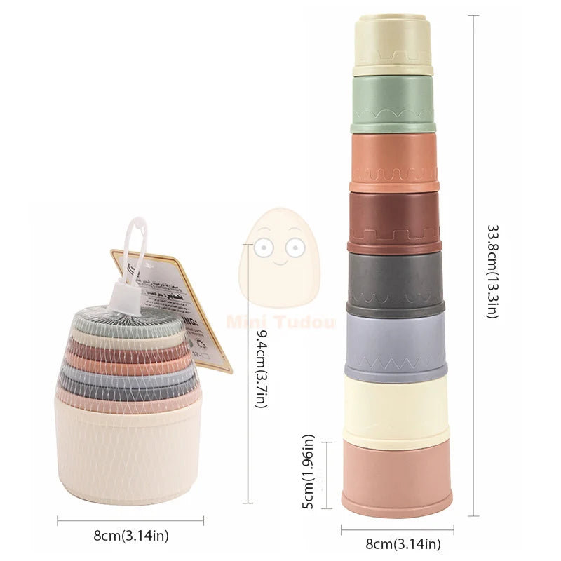 Baby Toys Stacking Cup Cartoon Early Educational Learning Color Number Nesting Sorting Bath Shower Play Water Sand Game For Kids - Smarsty