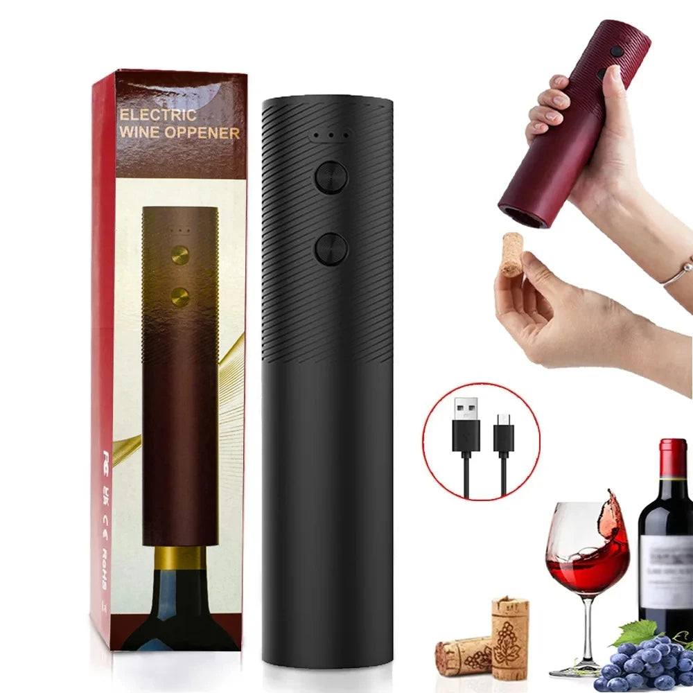 Electric Wine Bottle Opener Automatic Red Wine Corkscrew Rechargeable Wine Opener One-click Button Wine Tools Kitchen Products - Smarsty
