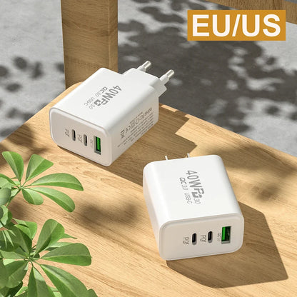 40W USB C PD Fast Charger Multi Port iPhone Xiaomi - Smarsty
