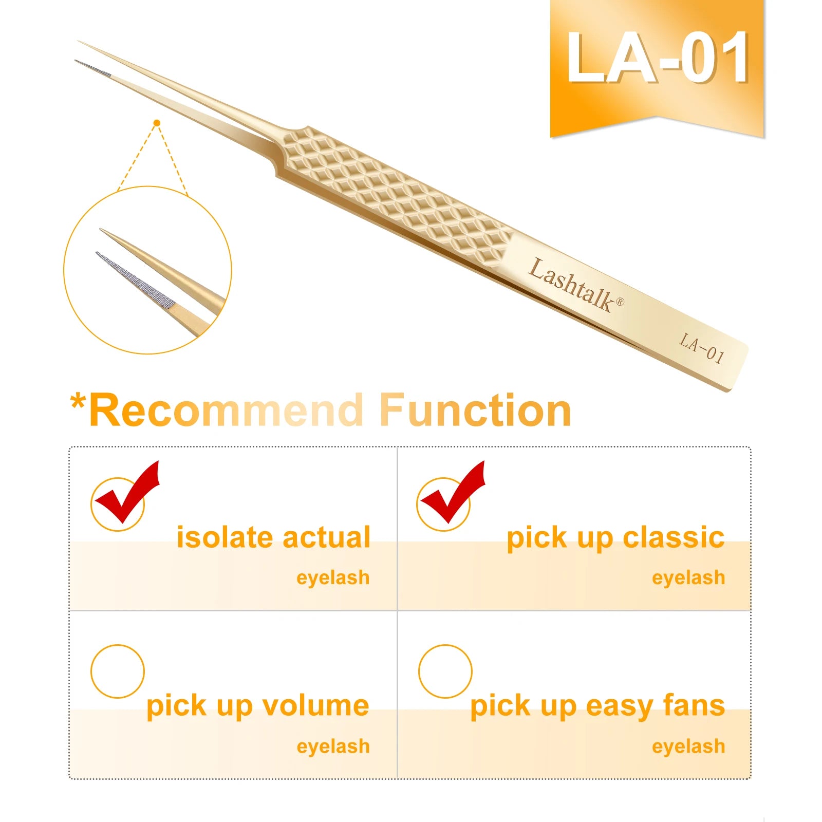 Precision Fiber Tip Eyelash Extension Tweezers with Diamond Grip - Smarsty