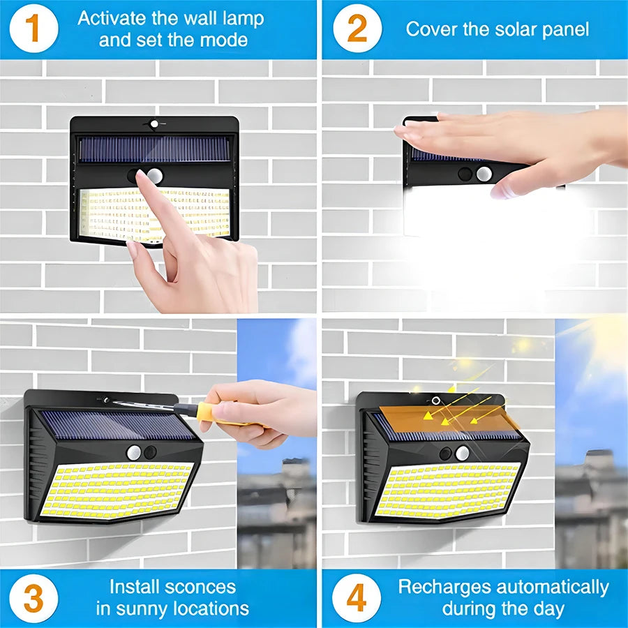 138 LED Solar Wall Lights with Motion Sensor - Smarsty