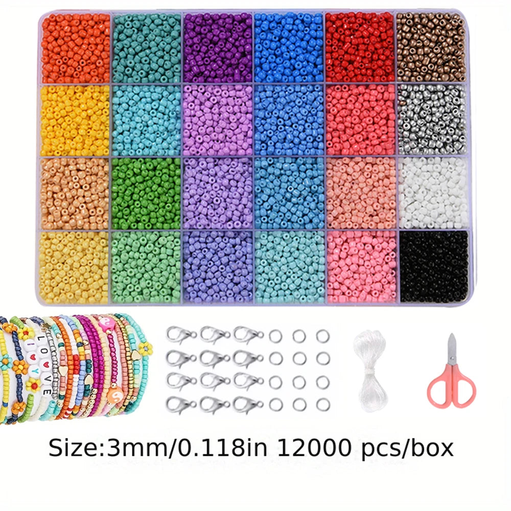 2400pcs Glass Seed Beads Mixed Colors for Jewelry Making - Smarsty