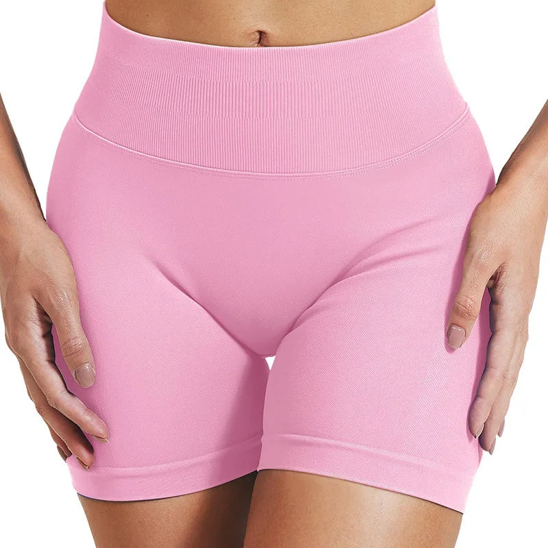4.5''Shorts Seamless Low Ribbed Waistband Gym Shorts Scrunch Bum Yoga Shorts Booty High Stretch Running Bike Shorts - Smarsty