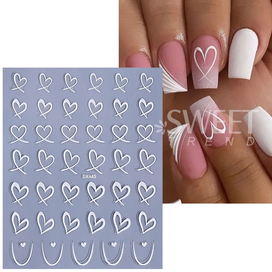 Valentine's Day Nail Art Stickers 3D Heart Designs - Smarsty