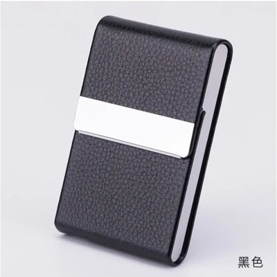 Men Postcard Box Business Multifunction Card Holder Case PU Leather Metal Pocket Holder with Magnetic Shut Cigarette Wallet Case - Smarsty