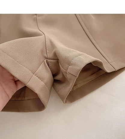 Casual Women A-Line Shorts Fashion Office Lady Commute Vintage Solid High Waist Short Pants Casual Streetwear Summer Trousers - Smarsty
