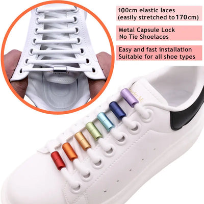 1Pair Elastic Lazy Shoelaces No Tie Shoe Laces Sneakers Flats Shoelaces for Kids Adult Quick Shoelace Fit All Shoes - Smarsty