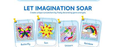 JOYFY 4PCS Window Art 2-in-1 Gems and Gels Suncatcher Diamond and Gels Arts & Crafts Toys for Kids Christmas Birthday Gifts