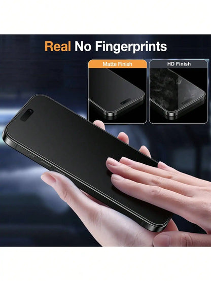 3 Pcs Matte Anti-Peeping Tempered Glass Screen Protector Compatible With IPhone 17 Pro Max/17 Pro/17 Air/17/16 Pro Max/16 Pro/16 - Smarsty