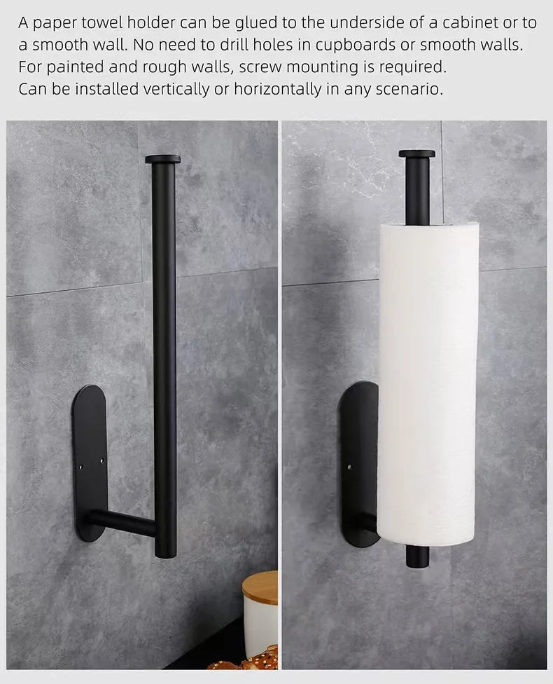 Adhesive Stainless Steel Paper Towel Holder for Easy Storage - Smarsty