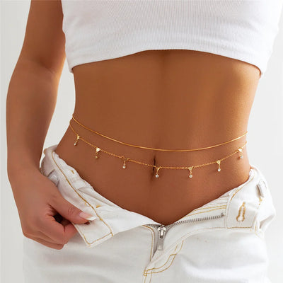 Boho Rhinestone Star Moon Belly Chain for Summer - Smarsty