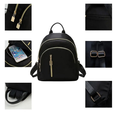 Women's Multi-Function Fashion Girl Oxford Daypack Travel Cute Mini Backpack Men Shoulder Bag Black Purse Hot - Smarsty