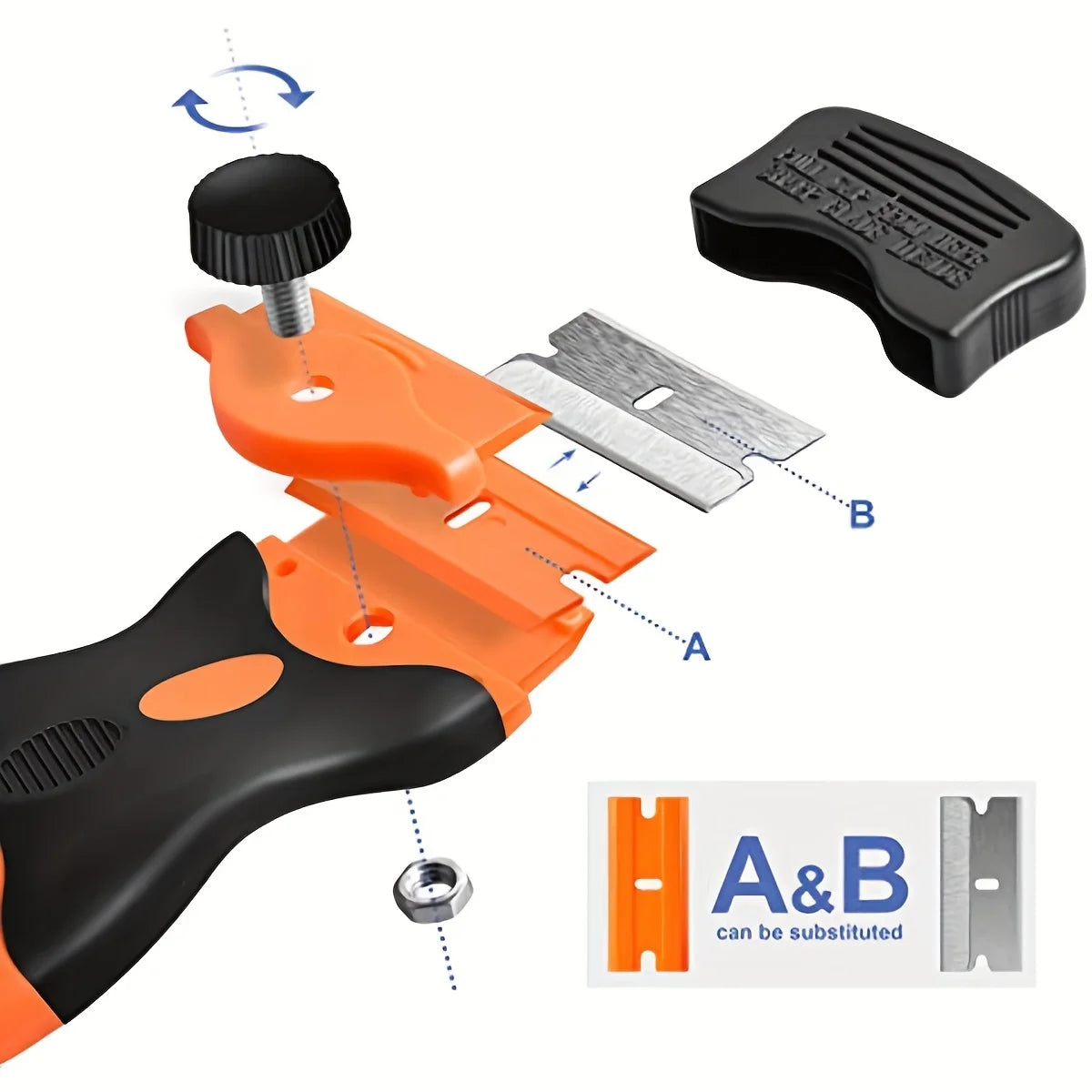 21pcs Razor Blade Scraper Double Edge Razor Scraper Remover Tool with Razor Blades for Labels Stickers Decals Removal Tint Vinyl - Smarsty